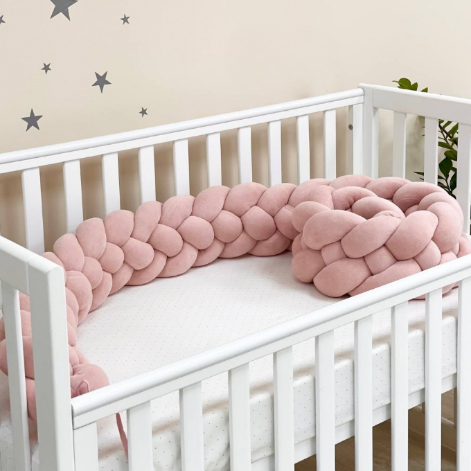 Protectie laterala patut bebe tripla roz